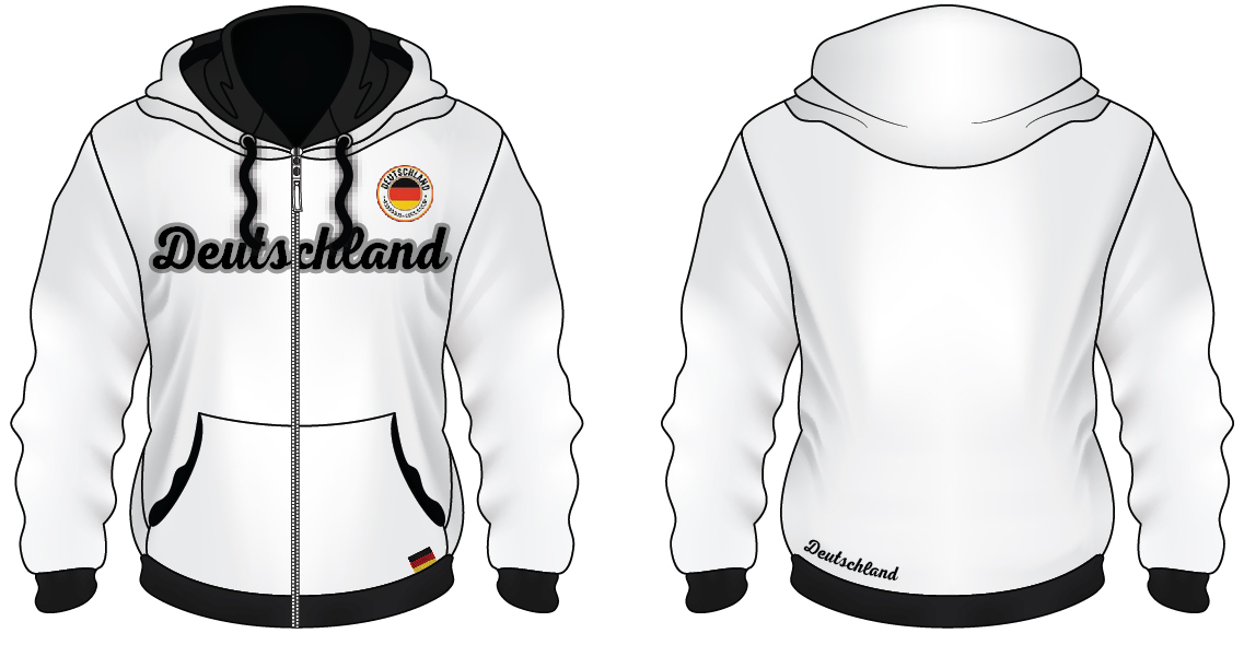Hoodie Deutschland ZIP weiß