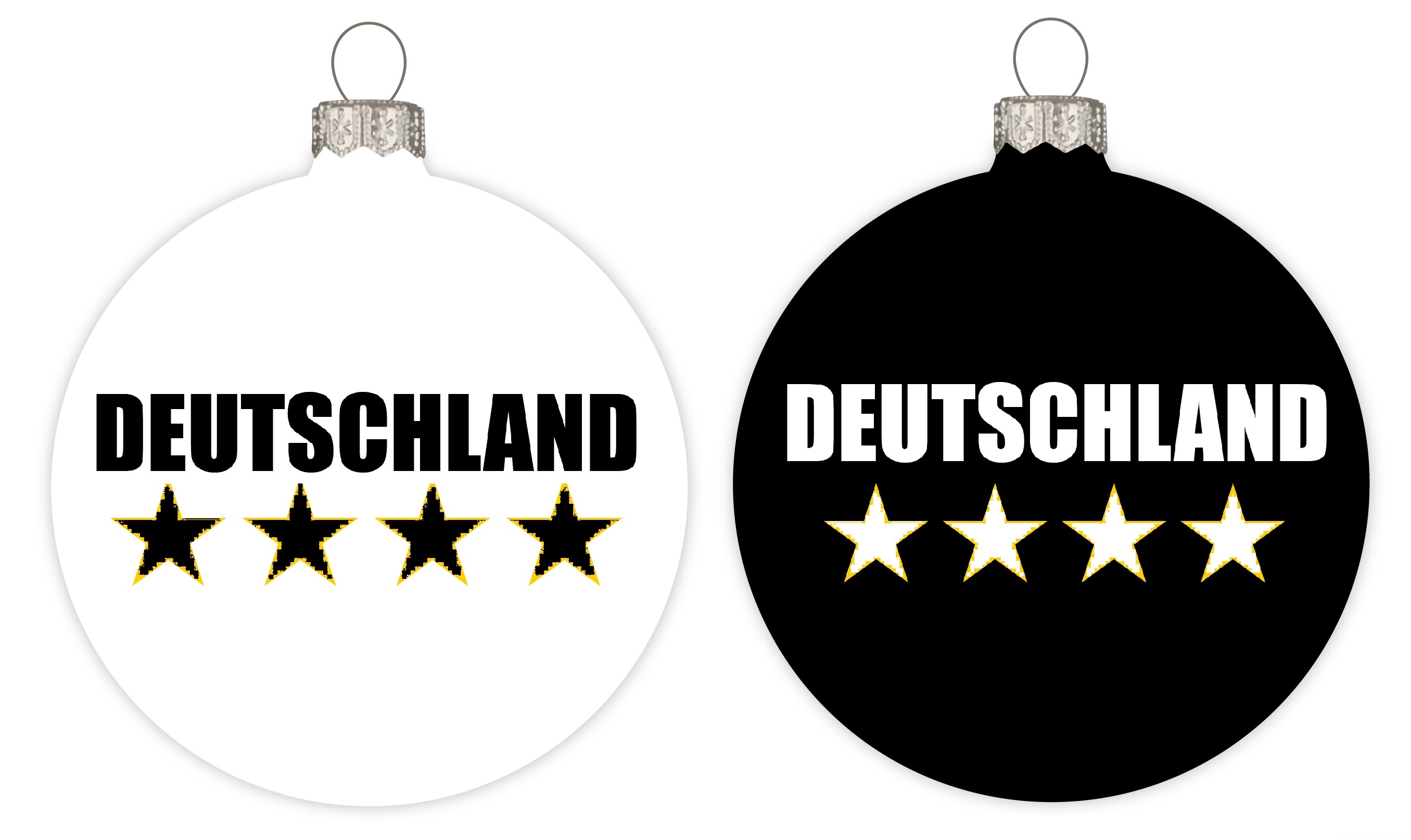 Weihnachtskugel Deutschland  2er-Set schwarz weiß
