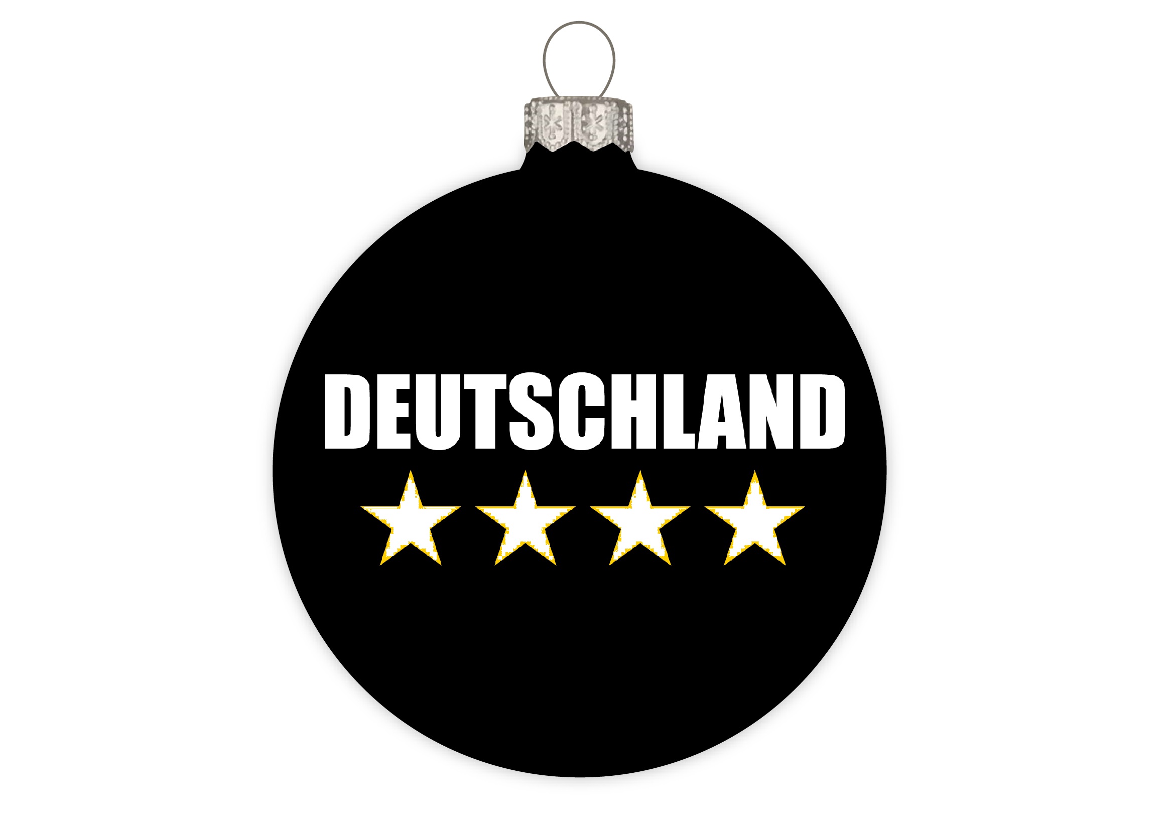 Weihnachtskugel Deutschland schwarz, Druck weiß