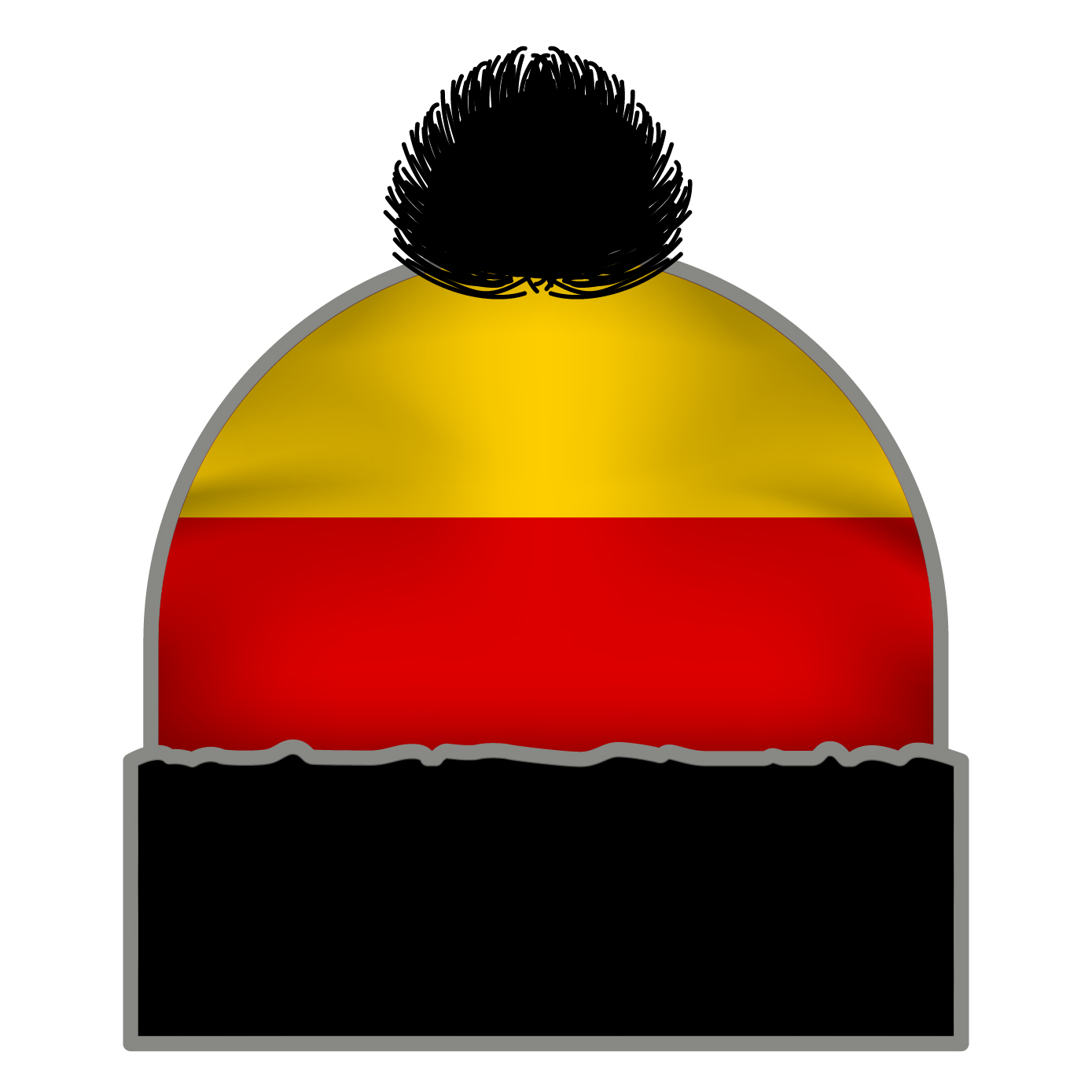 Pudelmütze Deutschland, Streifen breit, Bommel schwarz