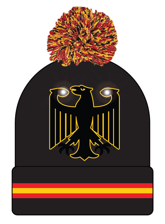 Pudelmütze Deutschland schwarz Adler mit Licht