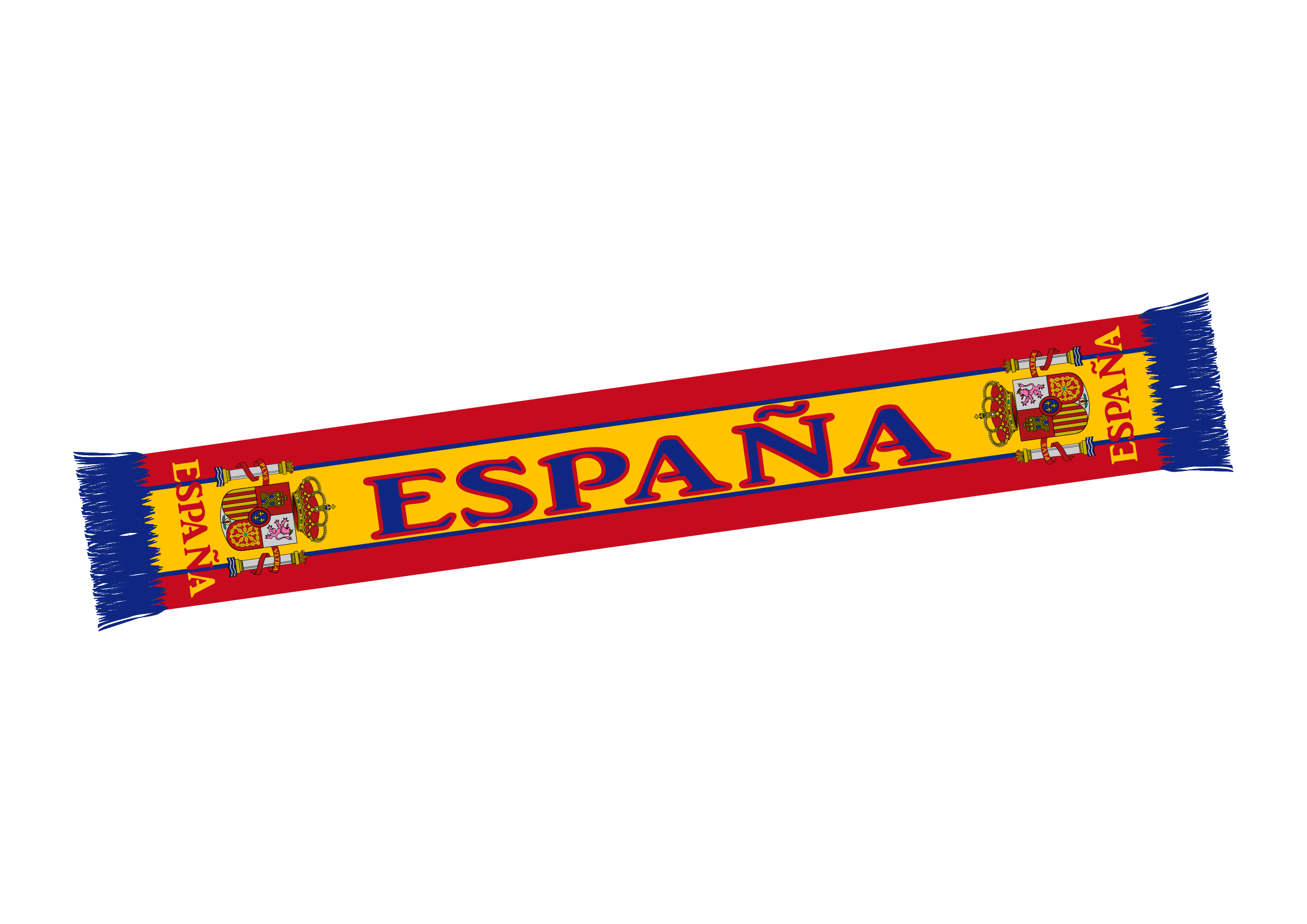 Schal Spanien, 2 Wappen außen, rot-gelb-rot