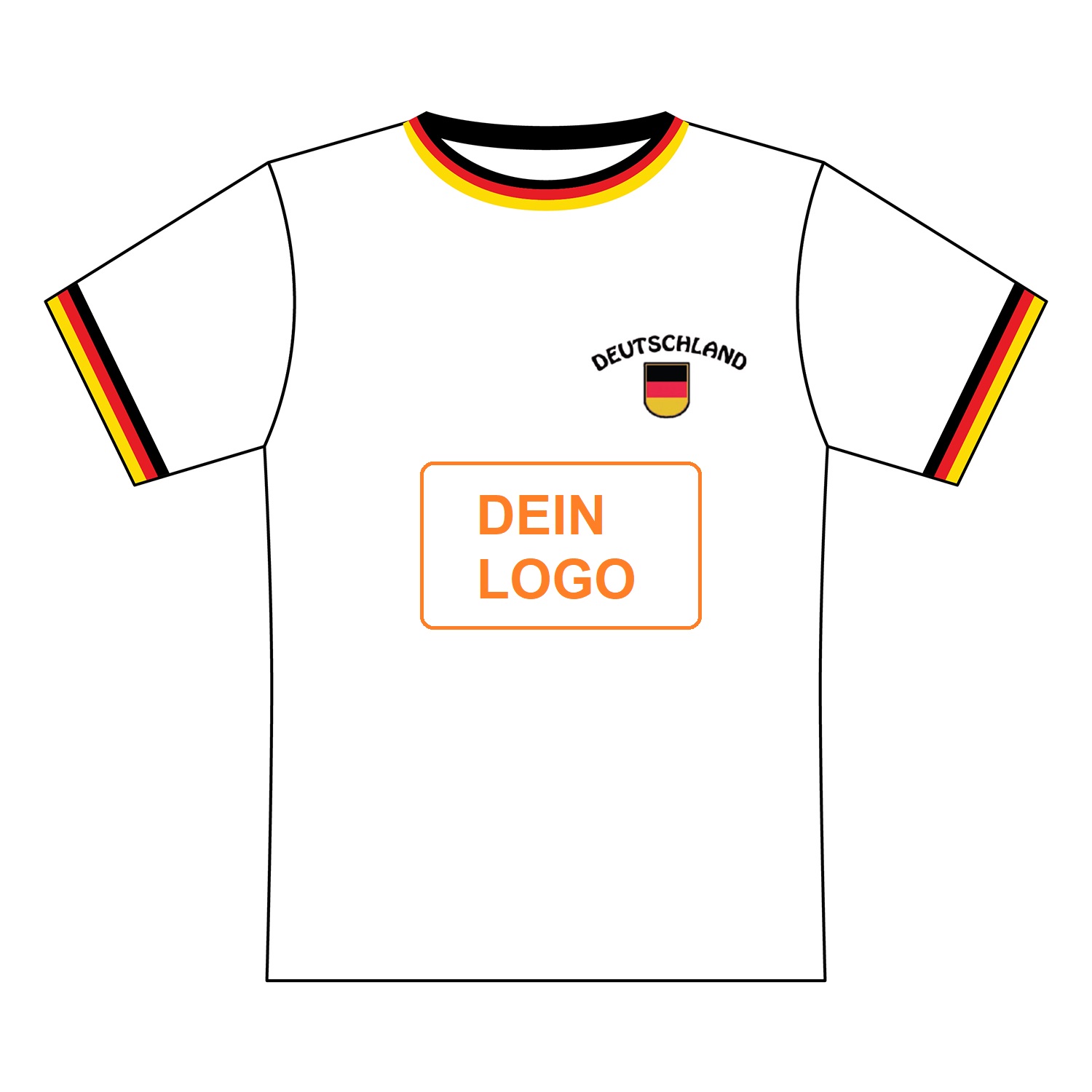 T-Shirt Deutschland Promo weiß Kragen farbig s-r-g, konfigurierbar