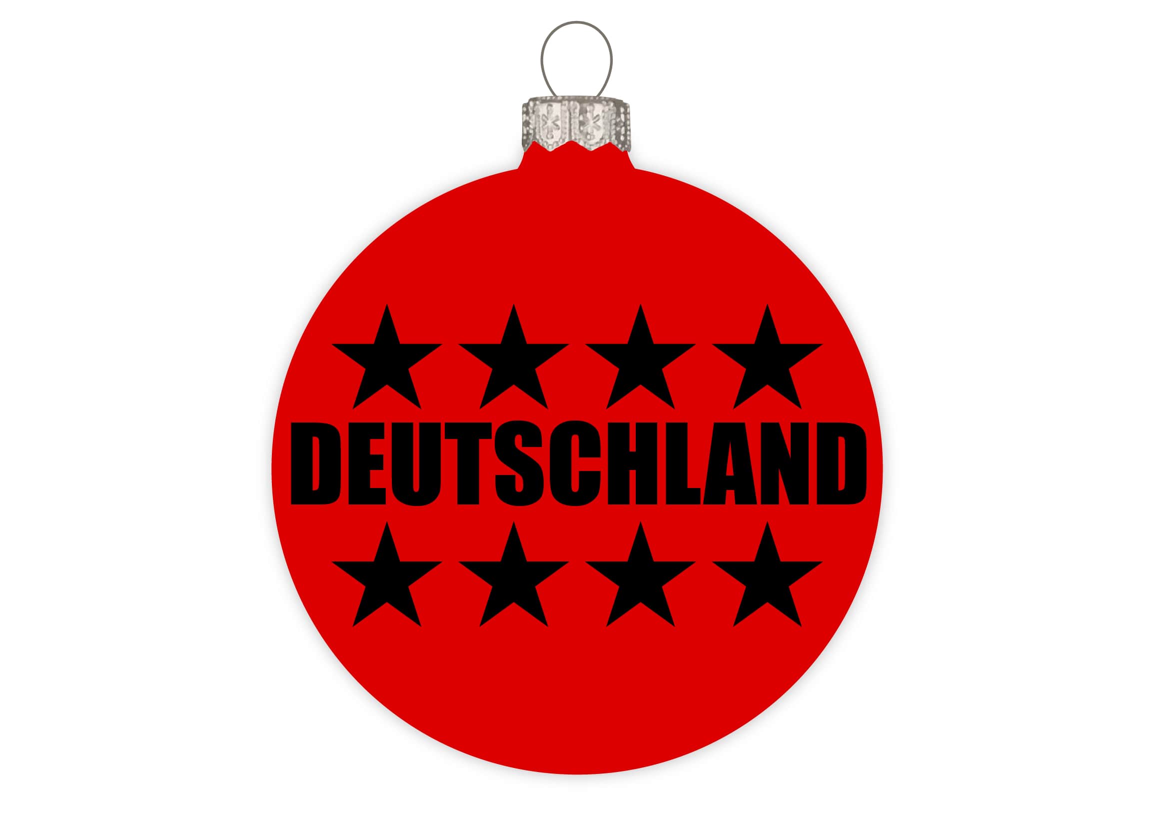 Weihnachtskugel Deutschland rot, Druck schwarz