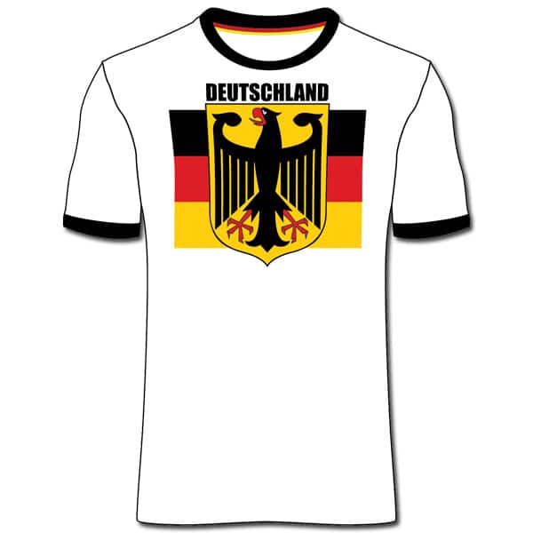 T-Shirt Deutschland, weiß mit gedrucktem Adler auf Fahne
